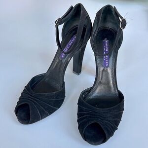 Ralph Lauren Collection Suede Peep-Toe Heels size 8